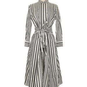 Boss Black and White Long Sleeve Shirt Dress